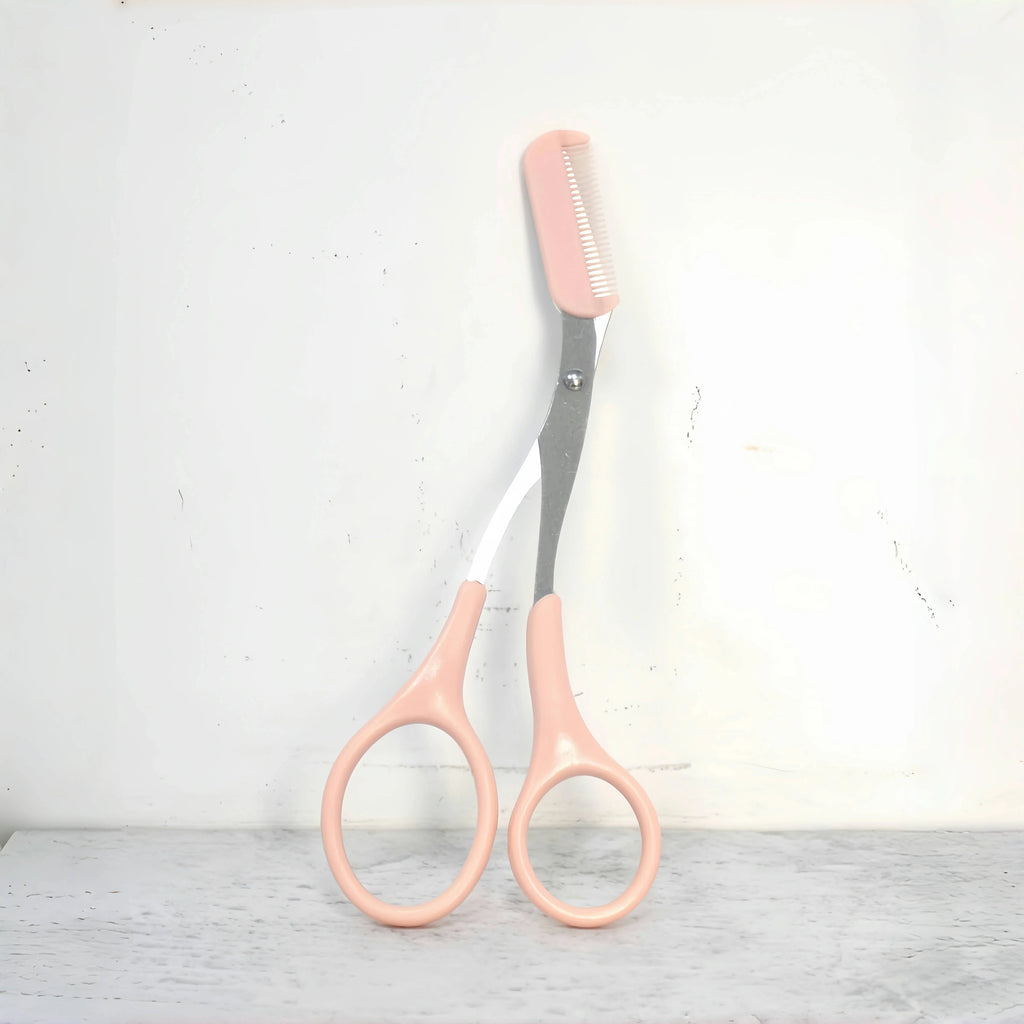 Pink Eyebrow Scissors with Comb